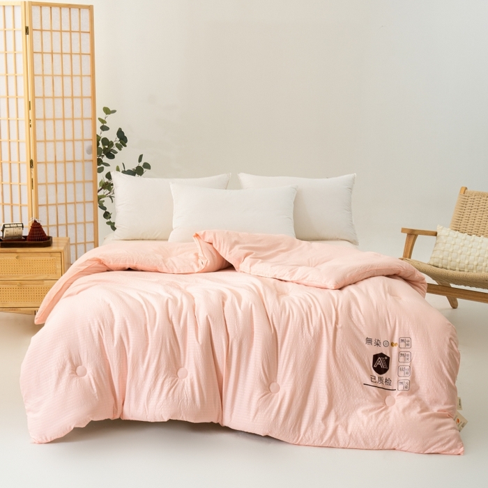 91家纺网 家纺一手货源 找家纺 仁凯家纺 2024新款无染华夫格大豆被冬被春秋被家用被子被芯(提供买家秀)-风格一 樱花粉