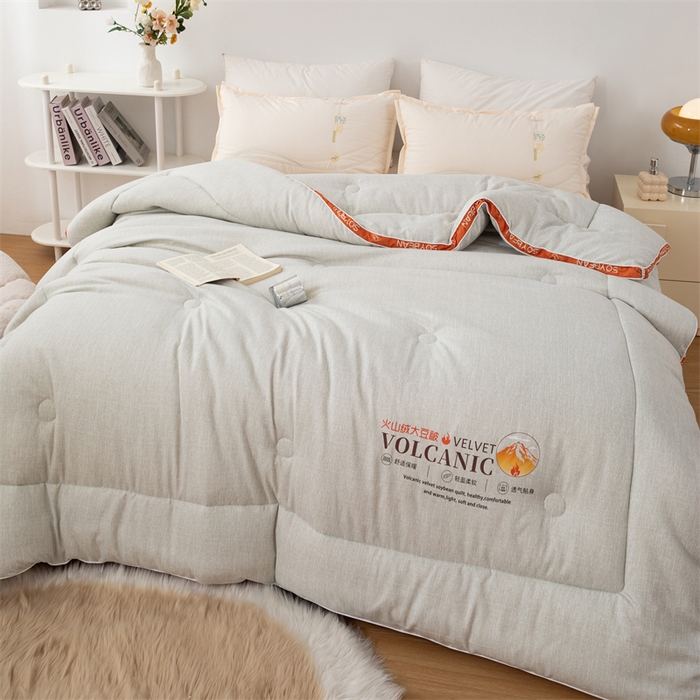 91家纺网 家纺一手货源 找家纺 2025新款火山绒大豆被立体边大豆纤维冬被被子被芯春秋被