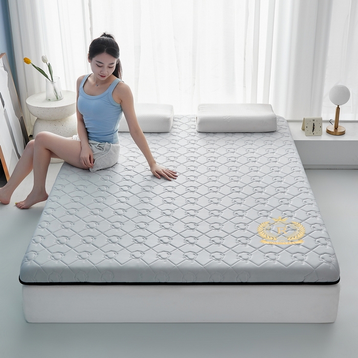 91家纺网 家纺一手货源 找家纺 祁恋婷 2024新款皇冠-牛奶丝乳胶记忆棉床垫【床垫遮盖物】 皇冠-单边新疆棉花典雅灰