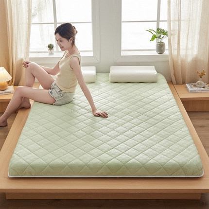 2024新款A类华夫格大豆纤维抗压床垫【床垫遮盖物】 单边华夫格-清新绿