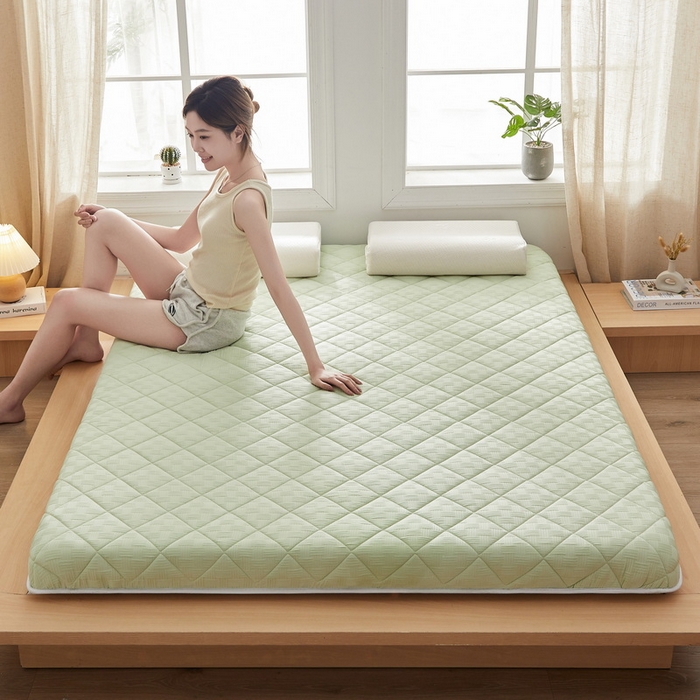 91家纺网 家纺一手货源 找家纺 2024新款A类华夫格大豆纤维抗压床垫【床垫遮盖物】 单边华夫格-清新绿