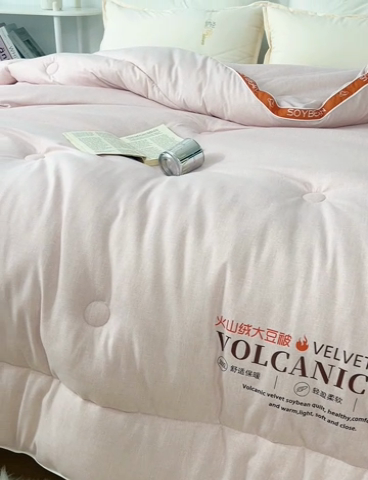 91家纺网 家纺一手货源 找家纺 爱来伊家纺 2024新款火山绒大豆被立体边大豆纤维冬被被子被芯春秋被 火山绒大豆被-浅灰
