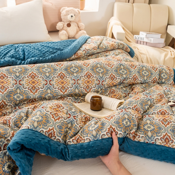 91家纺网 家纺一手货源 找家纺 锦鹭被业  2025款A类全棉纯棉豆豆被春秋空调夏凉加厚冬被子硕果