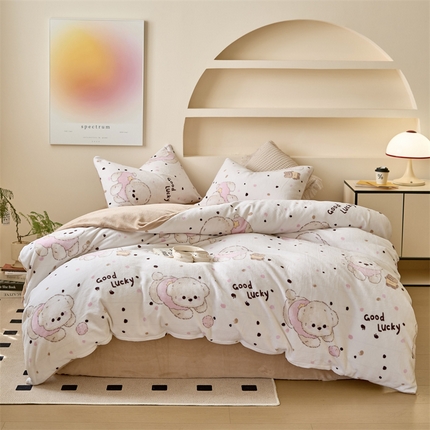 91家纺网 家纺一手货源 找家纺 （总）觅糖家纺 2024新款高克重牛奶绒印花四件套-系列二