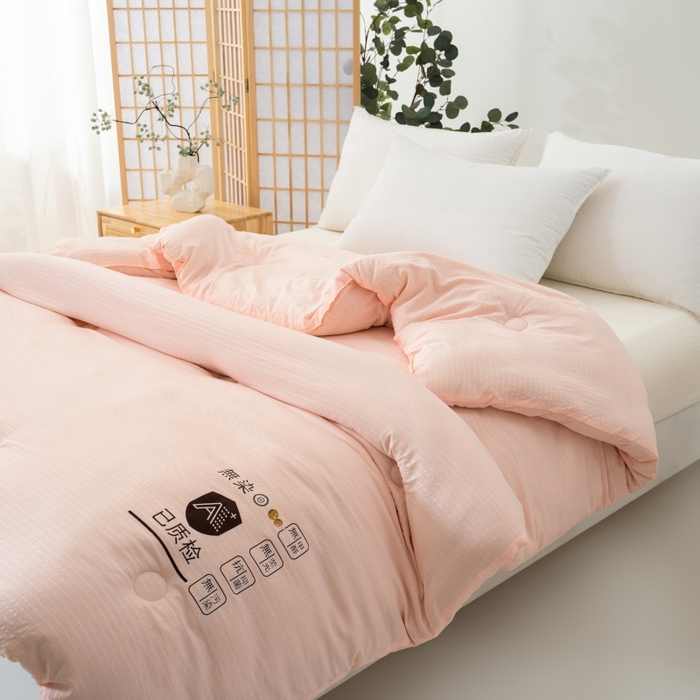 91家纺网 家纺一手货源 找家纺 仁凯家纺 2024新款无染华夫格大豆被冬被春秋被家用被子被芯(提供买家秀)-风格一 樱花粉