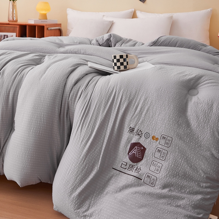 91家纺网 家纺一手货源 找家纺 仁凯家纺 2024新款无染华夫格无染大豆被被子被芯-风格二 星空灰