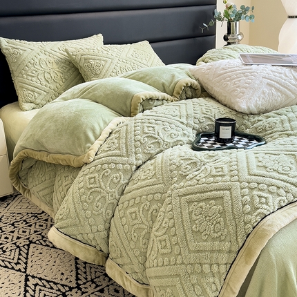 91家纺网 家纺一手货源 找家纺 （总）2025新款欧式提花塔芙绒床单款四件套