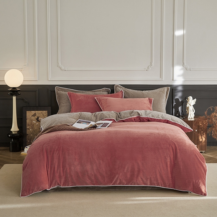 91家纺网 家纺一手货源 找家纺 （总）2024新款A类宝宝绒嵌绳款四件套【雅致系列】