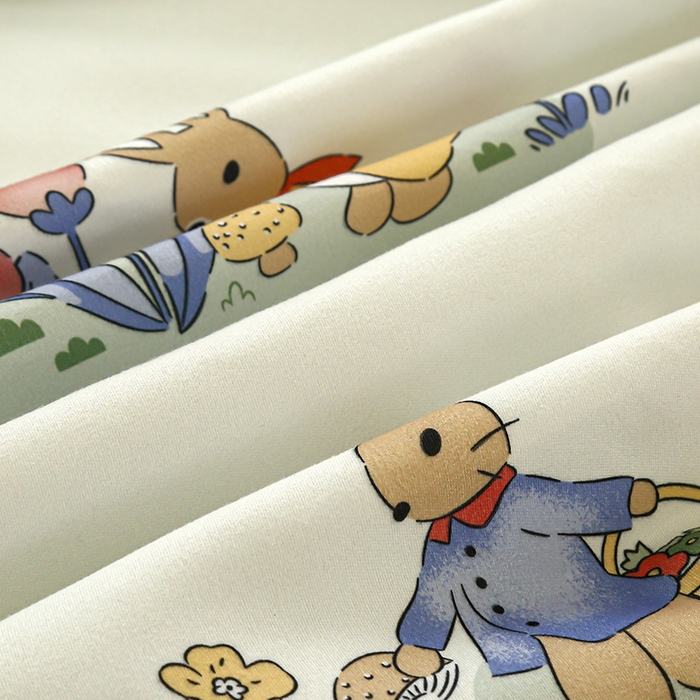 91家纺网 家纺一手货源 找家纺 友承 2025新款亲肤磨毛植物羊绒印花四件套 花丛兔