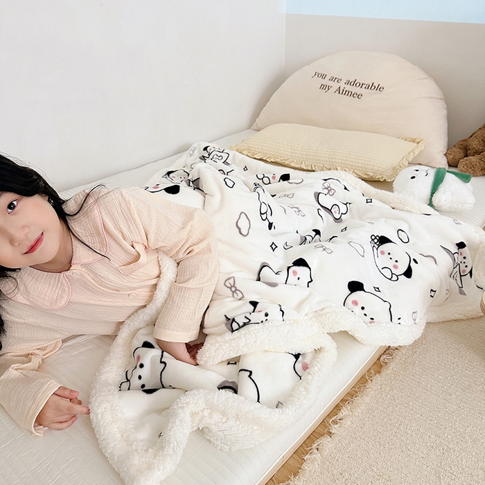 91家纺网 家纺一手货源 找家纺 大元 2025新款牛奶绒羊羔绒毛毯 狗狗时代