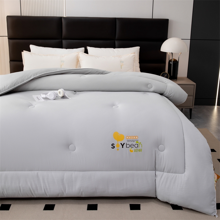 91家纺网 家纺一手货源 找家纺 爱来伊家纺 2024新款豆好鲜大豆纤维被加厚冬被春秋被子被芯子母被带子母扣 豆好鲜大豆被-浅灰