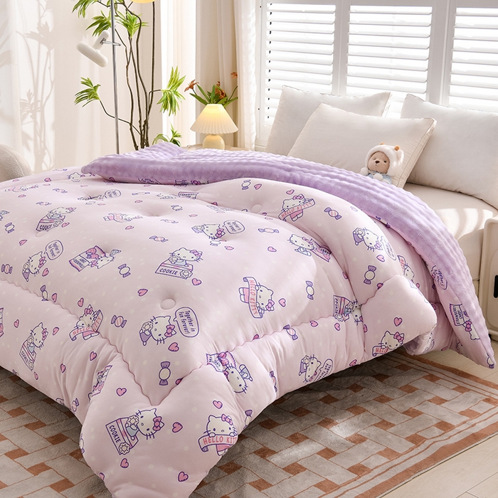 91家纺网 家纺一手货源 找家纺 艾兜坊 2024新款A类针织棉兔毛绒被冬被春秋被被芯被子 凯蒂猫-朵朵