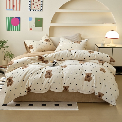 91家纺网 家纺一手货源 找家纺 （总）觅糖家纺 2024新款高克重牛奶绒印花四件套-系列二