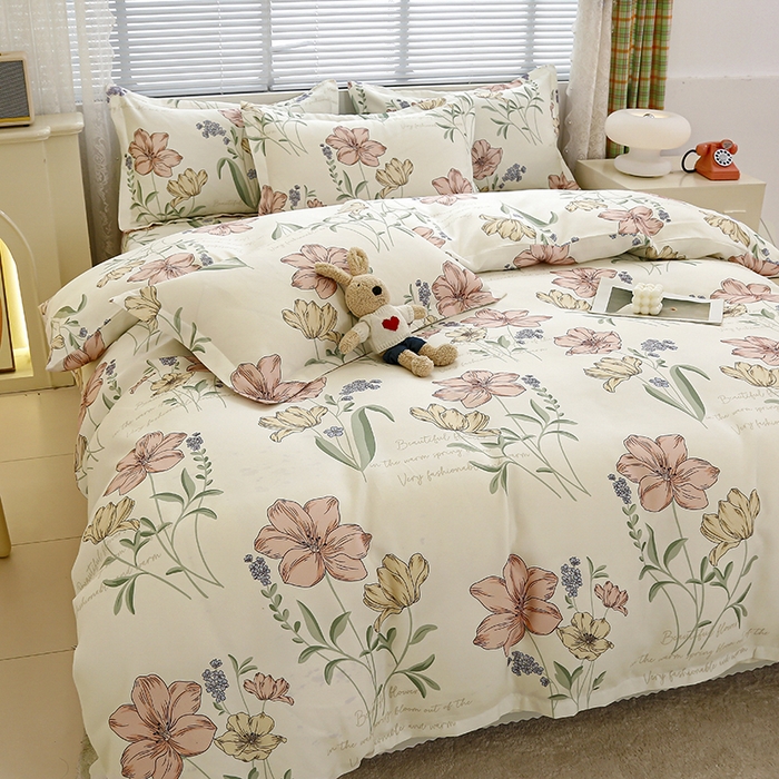 91家纺网 家纺一手货源 找家纺 友承 2025新款亲肤磨毛植物羊绒印花四件套 柳暖花开