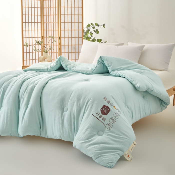 91家纺网 家纺一手货源 找家纺 仁凯家纺 2024新款无染华夫格大豆被冬被春秋被家用被子被芯(提供买家秀)-风格一 浅绿色