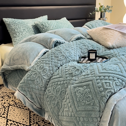 91家纺网 家纺一手货源 找家纺 （总）2025新款欧式提花塔芙绒床单款四件套