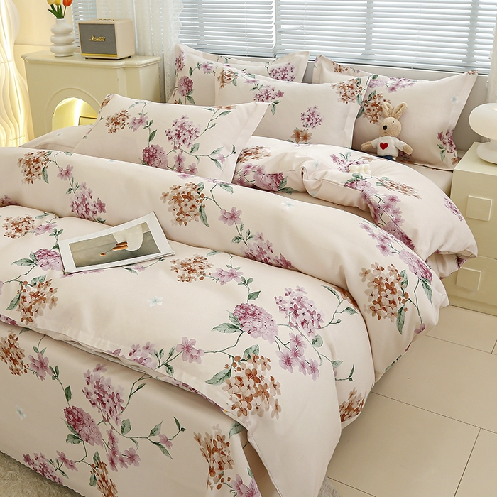 91家纺网 家纺一手货源 找家纺 友承 2025新款亲肤磨毛植物羊绒印花四件套 一念花开