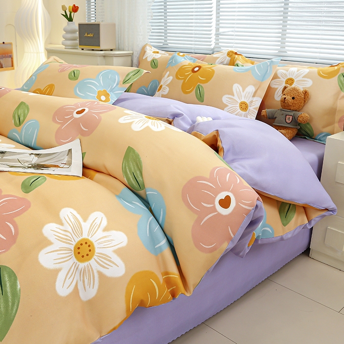 91家纺网 家纺一手货源 找家纺 友承 2025新款亲肤磨毛植物羊绒印花四件套 花旗