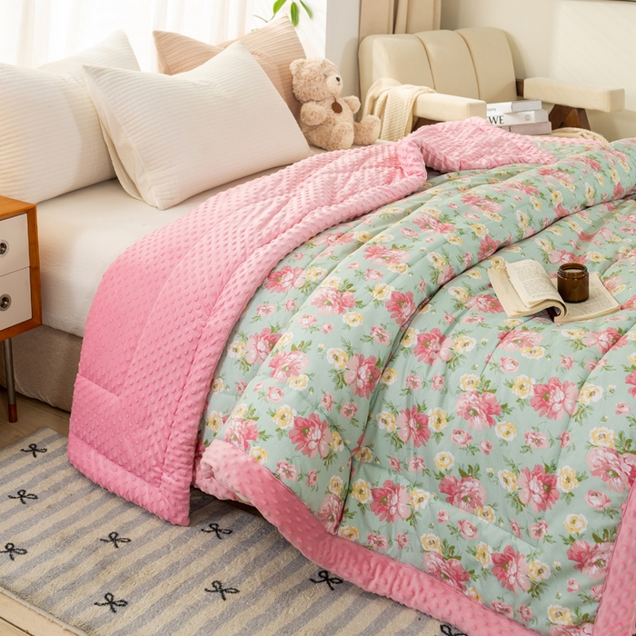 91家纺网 家纺一手货源 找家纺 锦鹭被业  2025款A类全棉纯棉豆豆被春秋空调夏凉加厚冬被子锦上添花