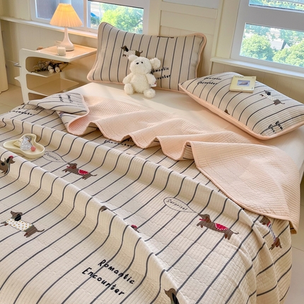 91家纺网 家纺一手货源 找家纺 （总）女子家纺 2024新款全棉印花双面床盖-自然光