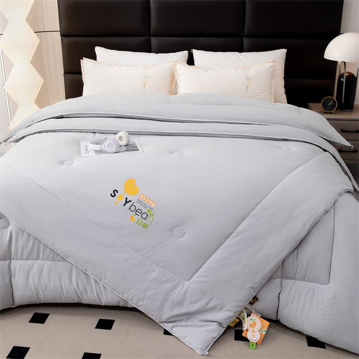 91家纺网 家纺一手货源 找家纺 爱来伊家纺 2024新款豆好鲜大豆纤维被加厚冬被春秋被子被芯子母被带子母扣 豆好鲜大豆被-浅灰