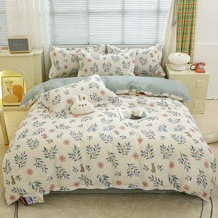 91家纺网 家纺一手货源 找家纺 （总）友承 2025新款亲肤磨毛植物羊绒印花四件套