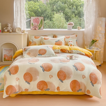 91家纺网 家纺一手货源 找家纺 （总）卢赛尔 2024新款5D雪花绒加厚保暖双面绒四件套