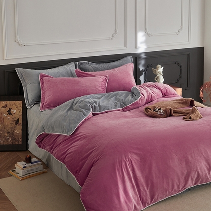 91家纺网 家纺一手货源 找家纺 （总）2024新款A类宝宝绒嵌绳款四件套【雅致系列】