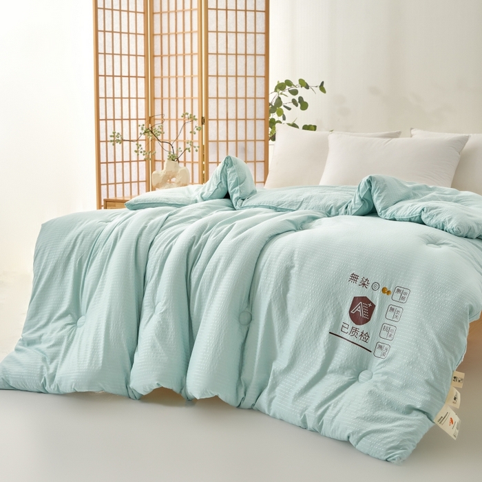 91家纺网 家纺一手货源 找家纺 仁凯家纺 2024新款无染华夫格大豆被冬被春秋被家用被子被芯(提供买家秀)-风格一 浅绿色
