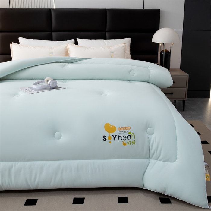 91家纺网 家纺一手货源 找家纺 爱来伊家纺 2024新款豆好鲜大豆纤维被加厚冬被春秋被子被芯子母被带子母扣 豆好鲜大豆被-浅兰