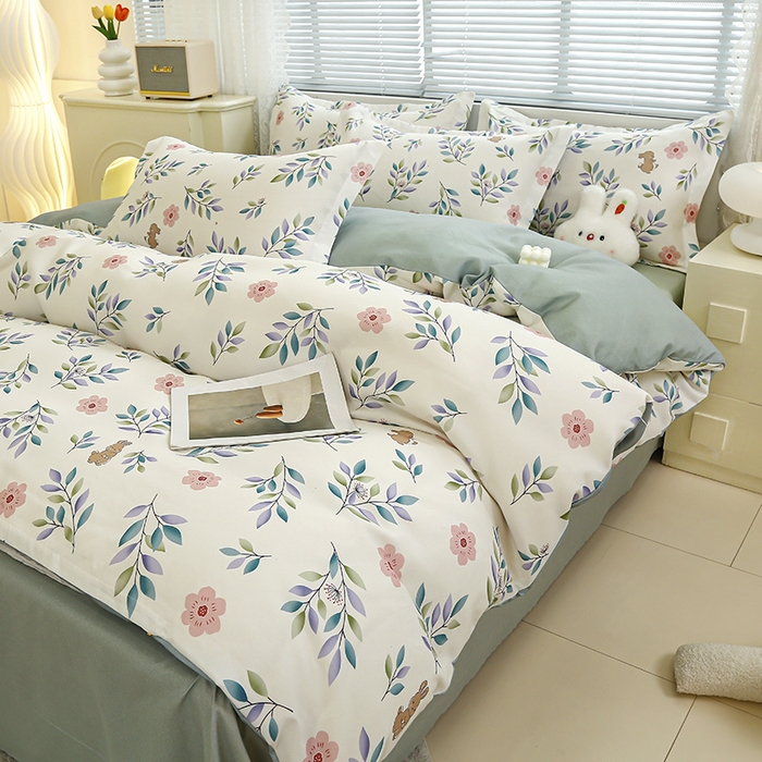 91家纺网 家纺一手货源 找家纺 友承 2025新款亲肤磨毛植物羊绒印花四件套 莫妮卡