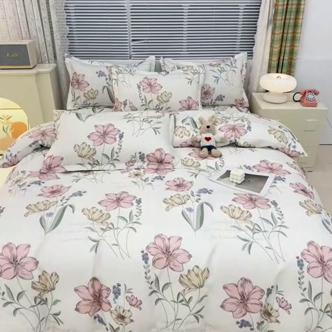 91家纺网 家纺一手货源 找家纺 友承 2025新款亲肤磨毛植物羊绒印花四件套 柳暖花开