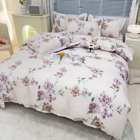 91家纺网 家纺一手货源 找家纺 友承 2025新款亲肤磨毛植物羊绒印花四件套 一念花开