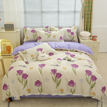 91家纺网 家纺一手货源 找家纺 （总）友承 2025新款亲肤磨毛植物羊绒印花四件套