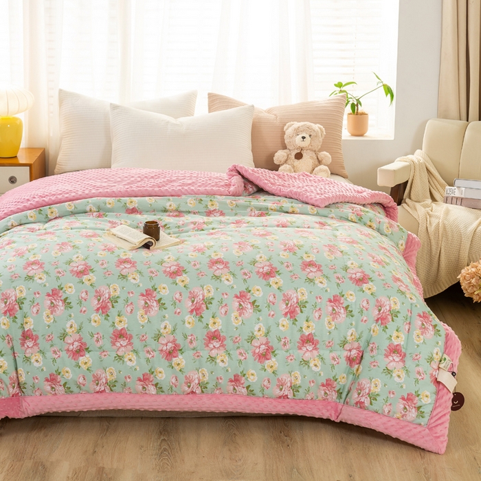 91家纺网 家纺一手货源 找家纺 锦鹭被业  2025款A类全棉纯棉豆豆被春秋空调夏凉加厚冬被子锦上添花