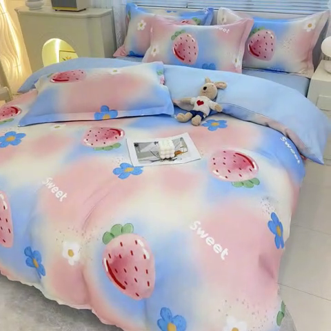 91家纺网 家纺一手货源 找家纺 友承 2025新款亲肤磨毛植物羊绒印花四件套 沉迷