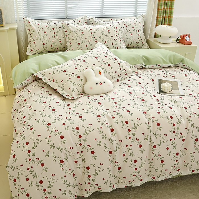 91家纺网 家纺一手货源 找家纺 友承 2025新款亲肤磨毛植物羊绒印花四件套 玫瑰之恋