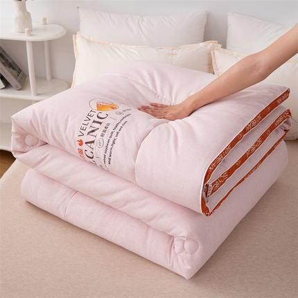 爱来伊家纺 2024新款火山绒大豆被立体边大豆纤维冬被被子被芯春秋被 火山绒大豆被-樱花粉