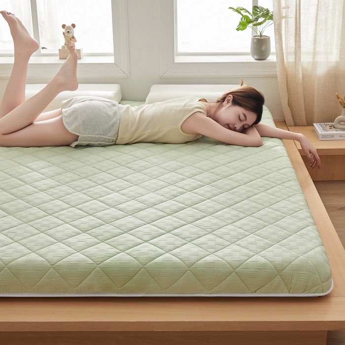 91家纺网 家纺一手货源 找家纺 2024新款A类华夫格大豆纤维抗压床垫【床垫遮盖物】 单边华夫格-清新绿
