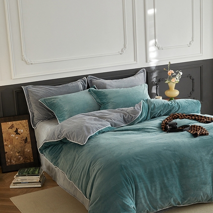 91家纺网 家纺一手货源 找家纺 （总）2024新款A类宝宝绒嵌绳款四件套【雅致系列】