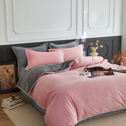 91家纺网 家纺一手货源 找家纺 （总）2024新款A类宝宝绒嵌绳款四件套【雅致系列】