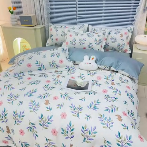 91家纺网 家纺一手货源 找家纺 友承 2025新款亲肤磨毛植物羊绒印花四件套 莫妮卡