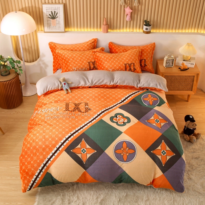 91家纺网 家纺一手货源 找家纺 凡客 2024新款牛奶绒大版印花四件套 曼格