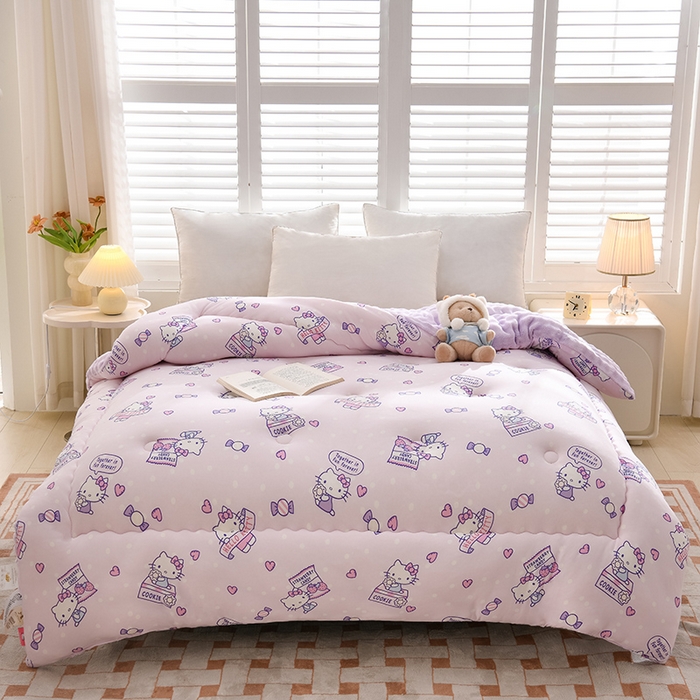 91家纺网 家纺一手货源 找家纺 艾兜坊 2024新款A类针织棉兔毛绒被冬被春秋被被芯被子 凯蒂猫-朵朵