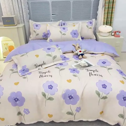 91家纺网 家纺一手货源 找家纺 友承 2025新款亲肤磨毛植物羊绒印花四件套 初夏桔紫