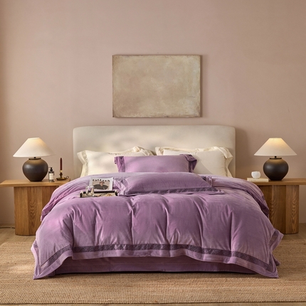 时亿家居 2024新款300g婴肤绒四件套-爵士系列 爵士 觅紫