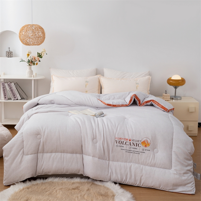 91家纺网 家纺一手货源 找家纺 爱来伊家纺 2024新款火山绒大豆被立体边大豆纤维冬被被子被芯春秋被 火山绒大豆被-浅灰