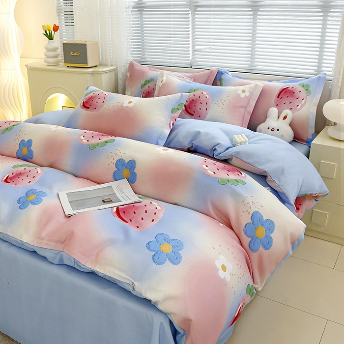 91家纺网 家纺一手货源 找家纺 友承 2025新款亲肤磨毛植物羊绒印花四件套 沉迷