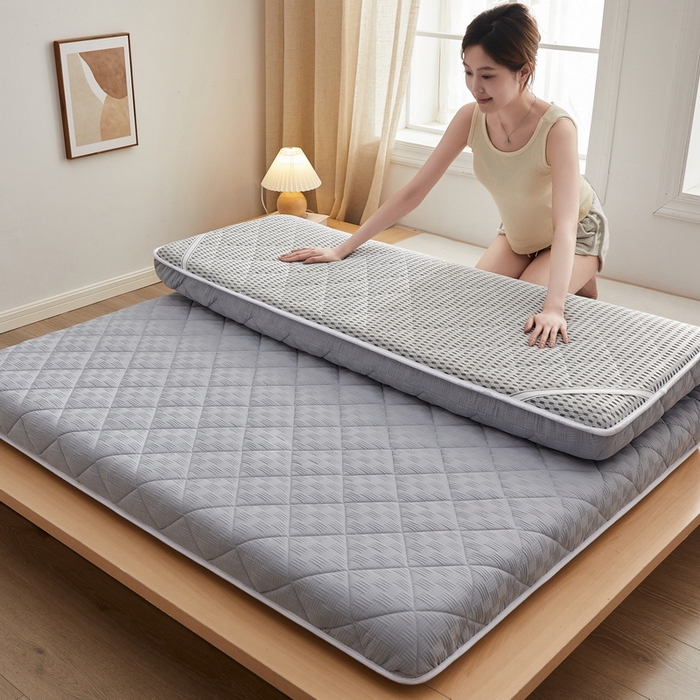 91家纺网 家纺一手货源 找家纺 2024新款A类华夫格大豆纤维抗压床垫【床垫遮盖物】 单边华夫格-灰色