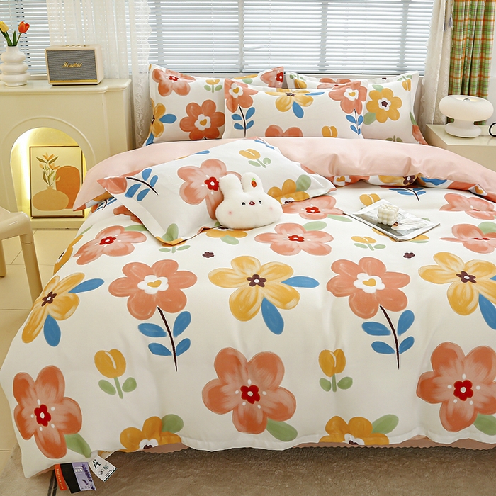 91家纺网 家纺一手货源 找家纺 友承 2025新款亲肤磨毛植物羊绒印花四件套 花海